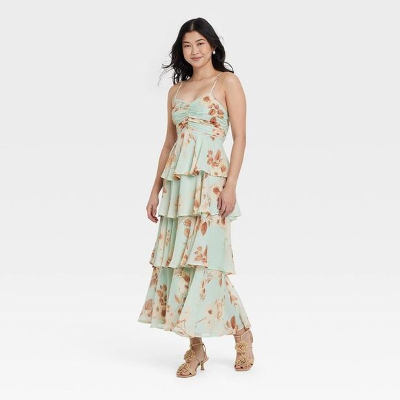A New Day - Women's Tiered Ruffle Maxi A-Line Dress - A New Da Mint - Picture 1 of 3